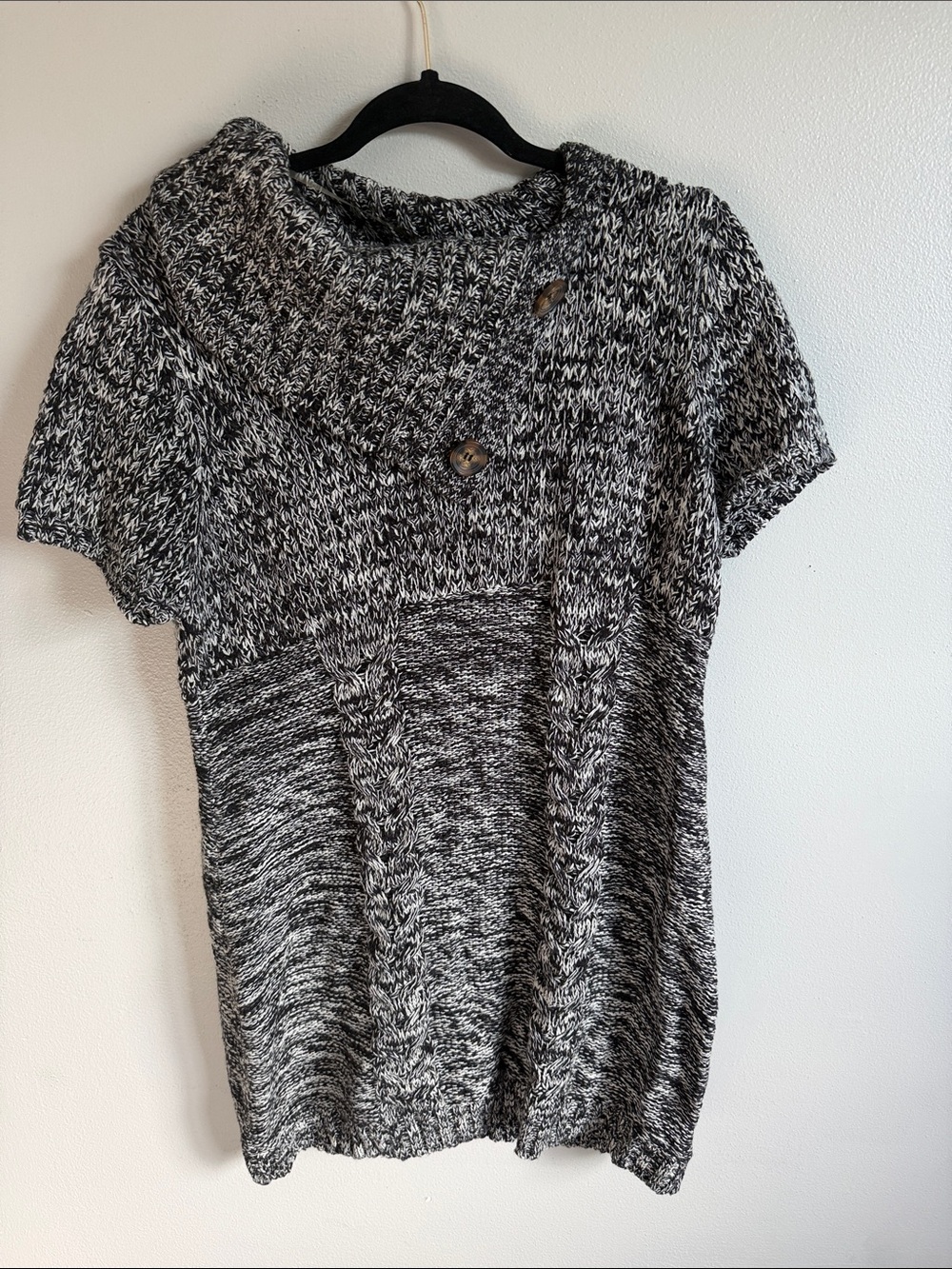 Cozy Black & White Marled Knit Sweater Dress XL